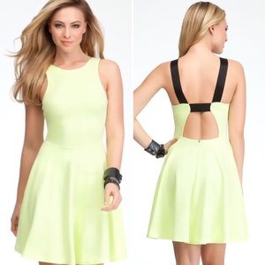 Bebe green halter fit & Flare dress